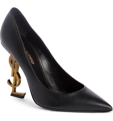 black satin flower yves saint laurent ysl pumps|saint laurent pumps and heels.